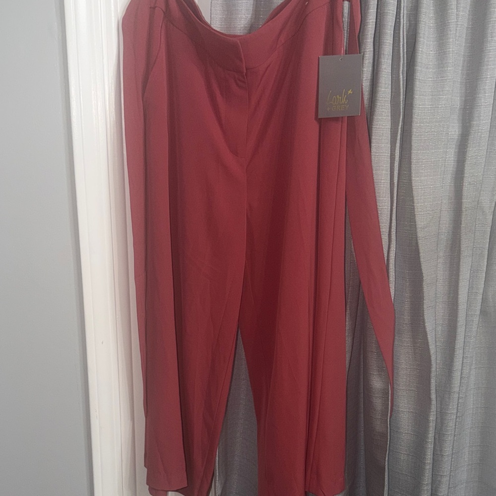 Lightweight Wide-Leg Jumpsuit Pants in Brick Red
